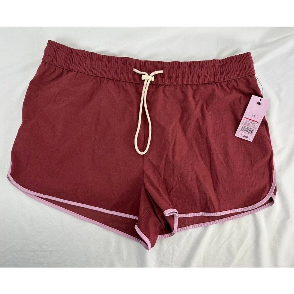 Wild Fable Womens XL Maroon Red Pink Trim Drawstring Athletic Shorts NWT Pockets